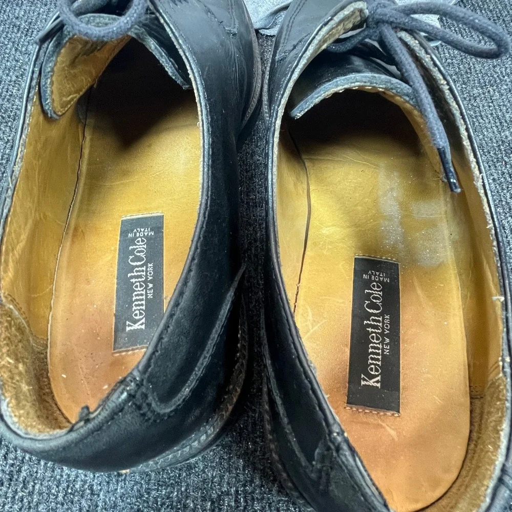 Kenneth Cole Oxford Made in Italy Dress Shoes Mens 12 Black Leather Derby Church